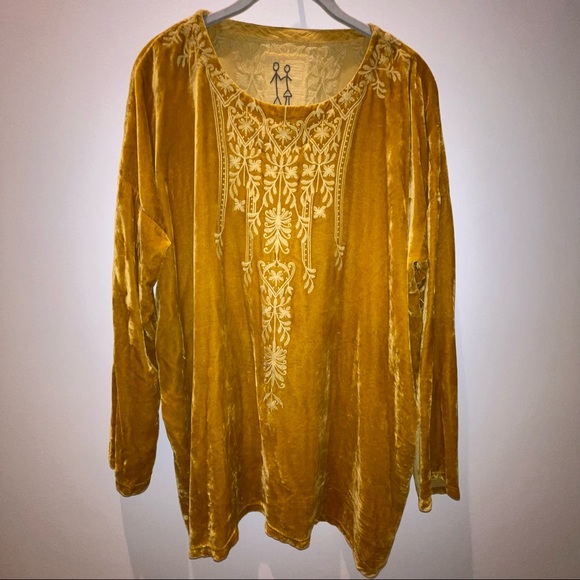 Johnny Was Antonella Velvet Blouse, Gold, XS - Picture 5 of 7